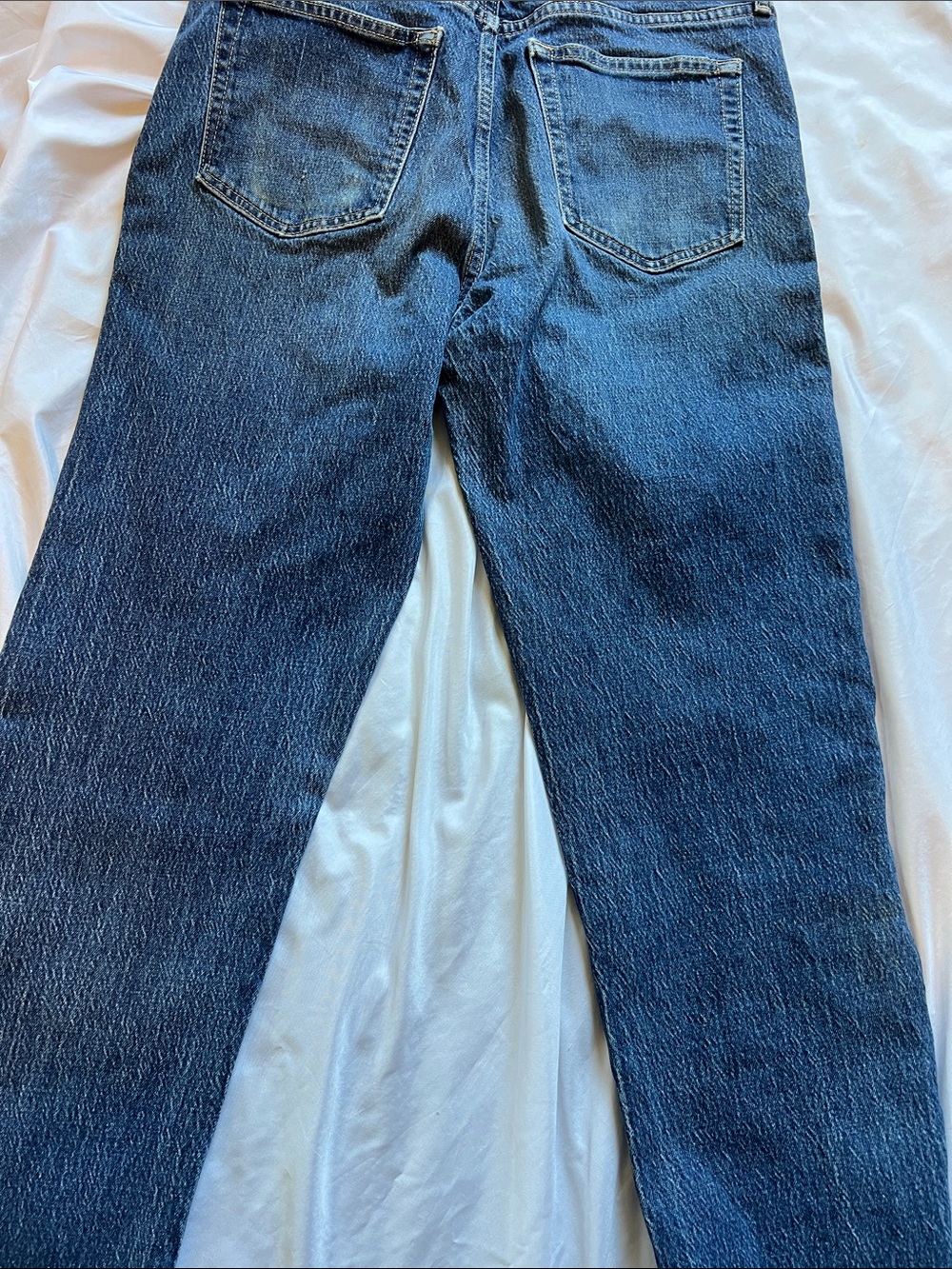 Upcycled BohoEmbroidered Sun & Patchwork Dark Blue Denim Jeans - Picture 9 of 12